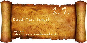 Kovács Tomaj névjegykártya